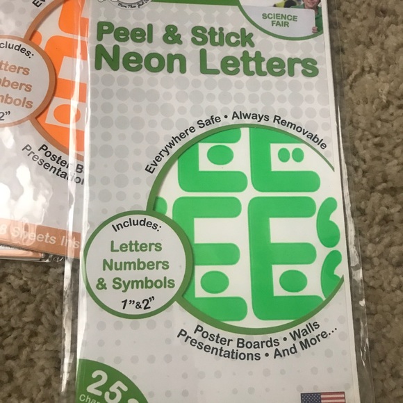 Other New 5 Packs Neon Peel Stick Letters Poshmark